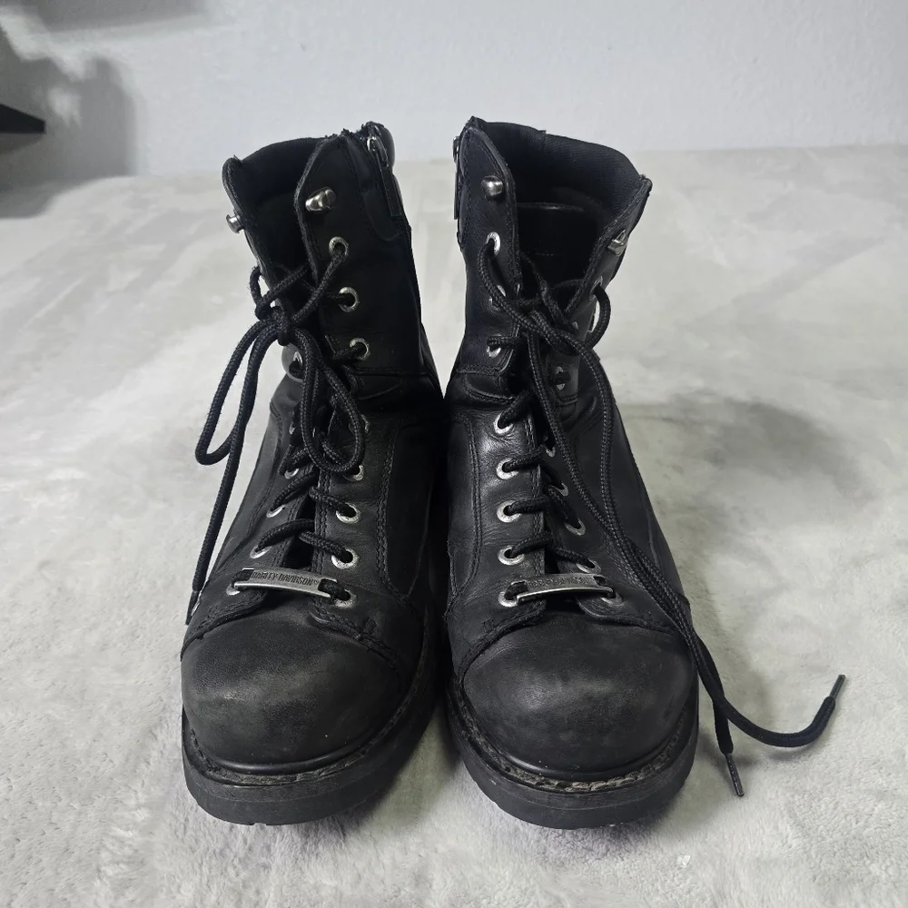 Harley-Davidson Boots Abercorn Sz 11W Leather Biker Motorcycle Side Zipper Black